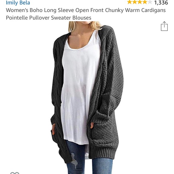 Grey, Chunky, Open, Boho Cardigan - L - Picture 2 of 4